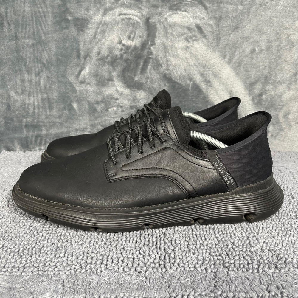 Skechers Hands Free Slip-ins Garza Gervin Black Leather Oxford 205046 Mens 13